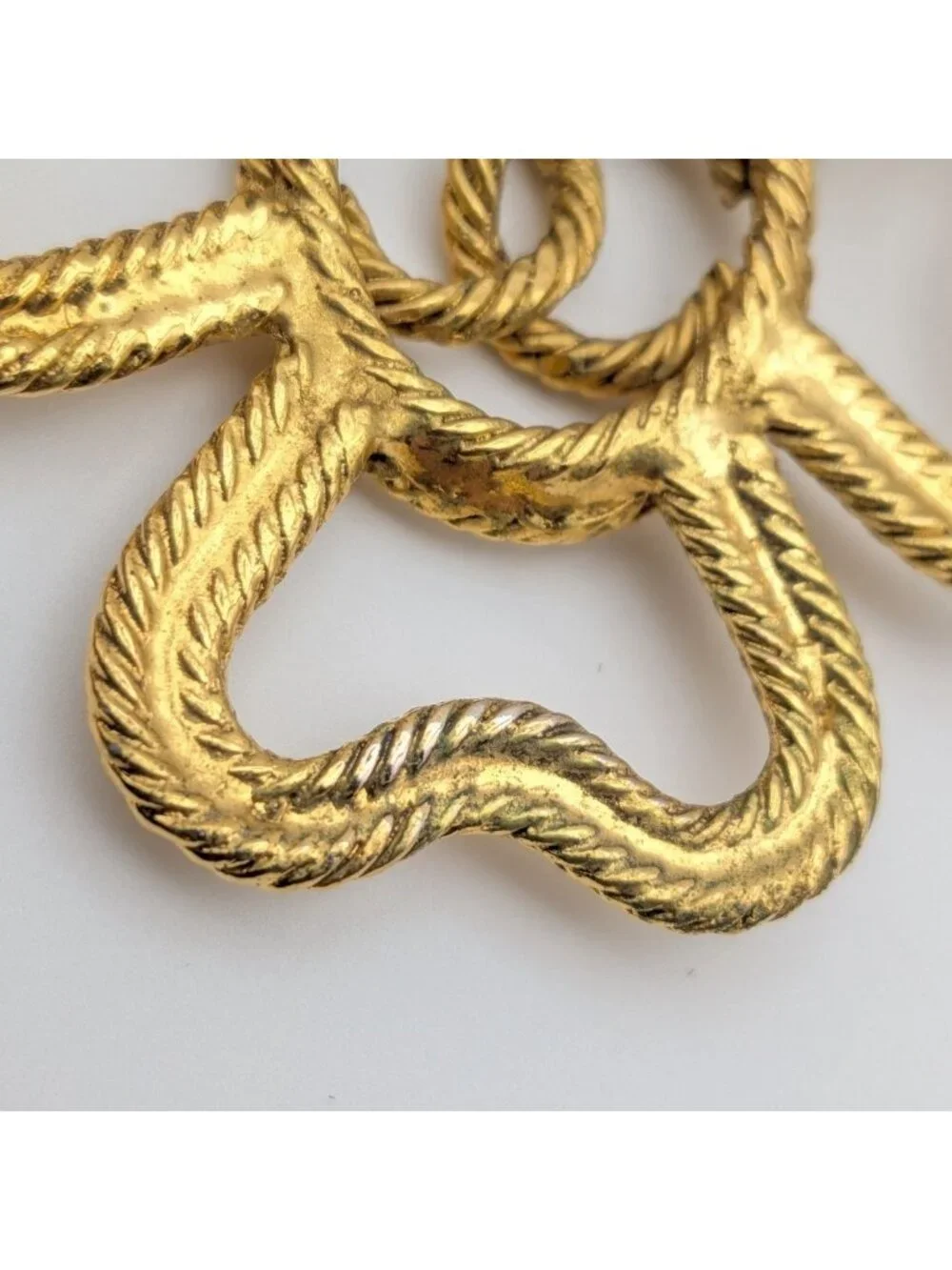 Chanel Brooch CC Logo Twisted Rope Sheer Clover Gold 28 Vintage